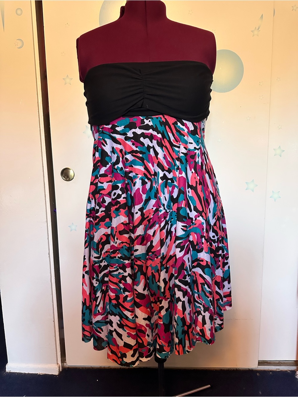 Vintage Catalina Strapless Multi-Color Print Convertible Dress Beach Cover Up